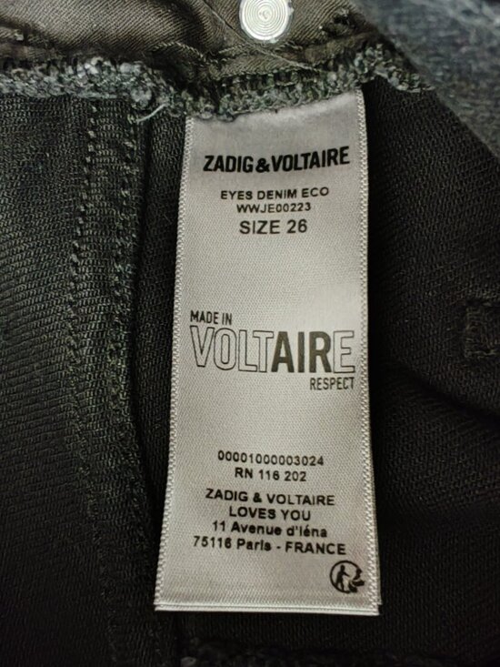 Zadig & Voltaire Eyes Denim Eco Flare Jeans Black Size 26 Cargo Pockets NWT - Picture 14 of 16